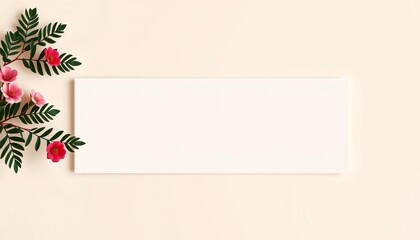 Fototapeta premium Elegant horizontal greeting card mockup on neutral background with ample copy space, display, simple