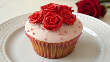 cupcake with roses