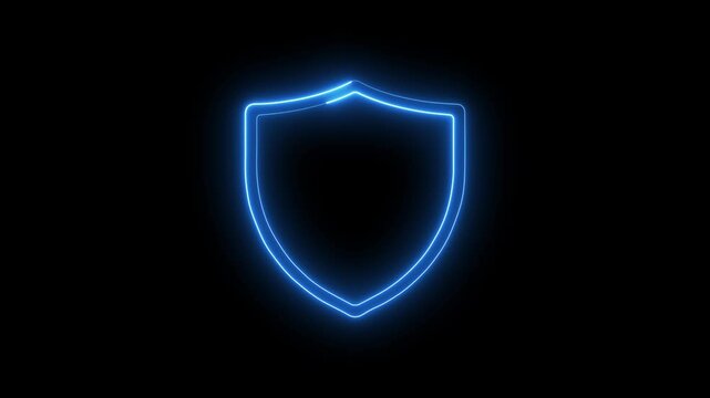 Bright neon glowing security neon frame with tones on isolated  security, safety icon Glowing neon security Premultiplied neon security neon frame with tones on isolated black background, 
