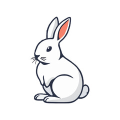 Cute Contoured Little Rabbit Icon Illustration