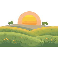 Beautiful Sunset Over The Hills Design