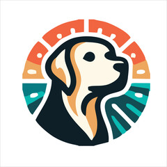 Cute dog face flat design cartoon element illustration