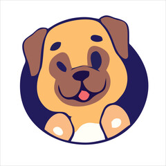 Cute dog face flat design cartoon element illustration