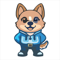 Cute dog face flat design cartoon element illustration