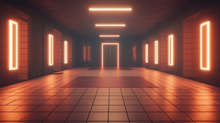 Neon Corridor: An Enigmatic Digital Art Piece