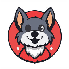 Cute dog face flat design cartoon element illustration