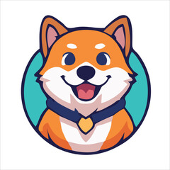 Cute dog face flat design cartoon element illustration