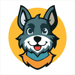 Cute dog face flat design cartoon element illustration