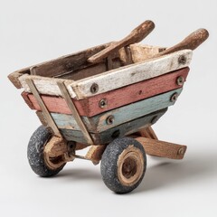 Colorful Wooden Wheelbarrow Model for Home Decor and Crafts