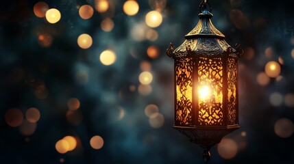 Glowing Ornate Lantern Watercolor - Illuminated ornate lantern, symbolizing hope, guidance, tradition, warmth, and celebration. A beautiful