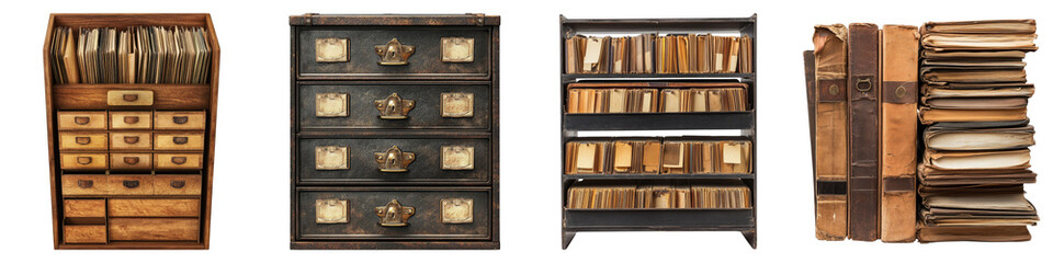 Set of archive isolated on transparent, PNG