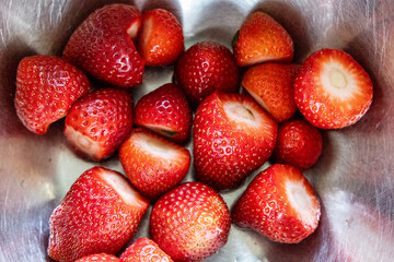 strawberries on wooden background