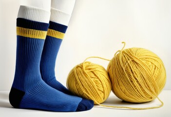 A pair of socks and a ball of yarn