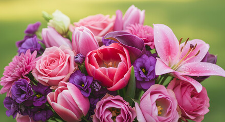 Fototapeta premium Beautiful Colorful Floral Arrangement with Pink and Purple Flowers