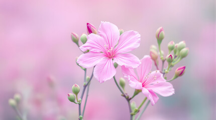 Obraz premium close-up of delicate pink blossoms in soft focus