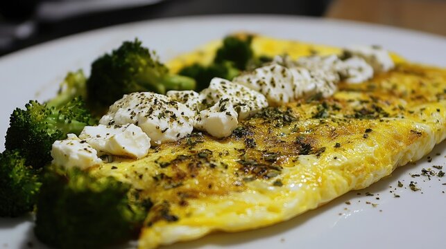 baked omelette with broccoli and feta cheese