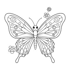 Butterfly vector illustration. coloring page. black and white.