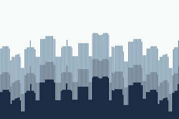 Fototapeta premium Abstract City Silhouette with Blue Lines Background Illustration