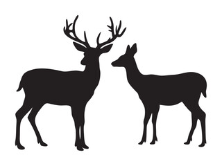 Deer silhouette, Deer icon vector illustration on white background