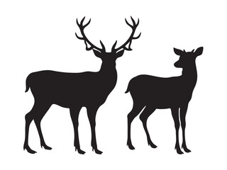 Deer silhouette, Deer icon vector illustration on white background