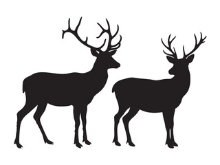 Fototapeta premium Deer silhouette, Deer icon vector illustration on white background