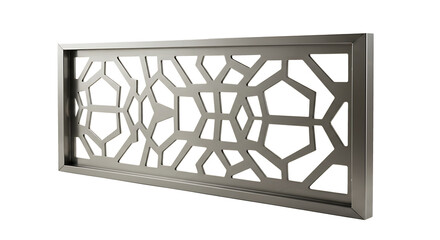 Decorative metal screen panel geometric pattern architectural design element isolated on transparent background