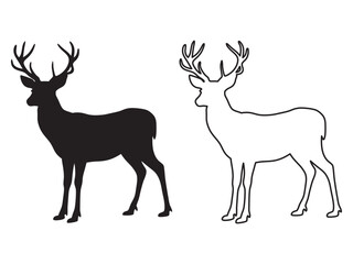 Deer silhouette, Deer icon vector illustration on white background