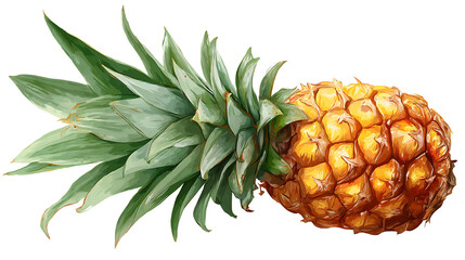 Fototapeta premium Fresh pineapple with vibrant green leaves.