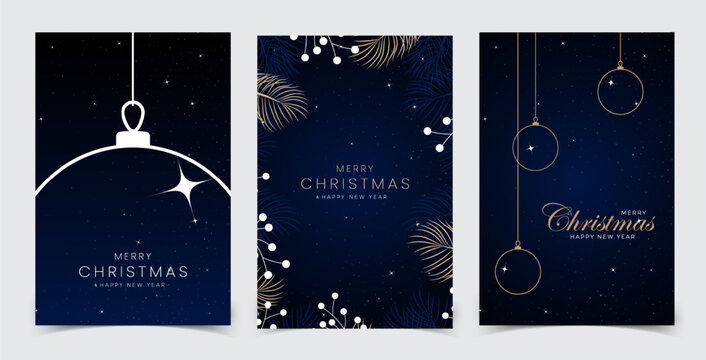 Merry Christmas and Happy New Year. Greeting card or invitation template with golden Christmas tree background. Luxury christmas invitation card art deco design vector.