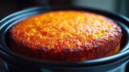Slow cook rice dish flavorful Delicious caramel cake in a slow cooker, beautifully golden brown.