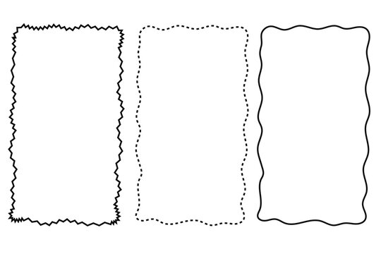 Doodle hand drawn trendy frames with wavy lines and swirls collection.