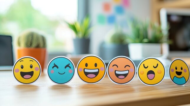 Naklejki Funny emoji sticker set creating a digital-themed decor