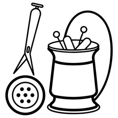 Minimal Sewing Kit Vector on White