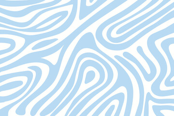 Horizontal background with blue waves in style retro 60s, 70s. Trendy minimal wavy design in pastel colors. Colorful marble illustration
