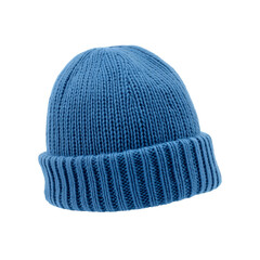 Blue Knitted Beanie Hat transparent background ,cutout