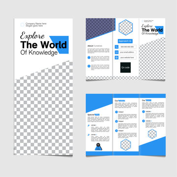 Professional tri fold brochure design. Editable vector template flyer design
