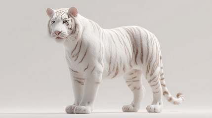Majestic white tiger standing elegantly.
