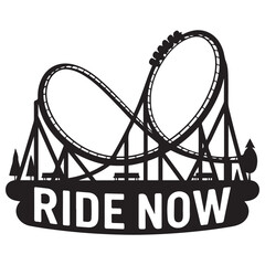 Vector roller coaster ride silhouette park. Rollercoaster icon illustration skyline concept Vector Black silhouettes. with white background © firoz