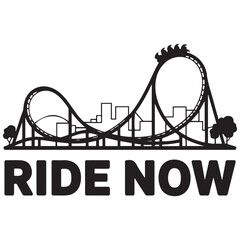 Vector roller coaster ride silhouette park. Rollercoaster icon illustration skyline concept Vector Black silhouettes. with white background