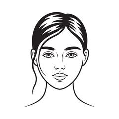 Woman black face vector. Woman face silhouette icon. Line art face. Vector illustration eps 10