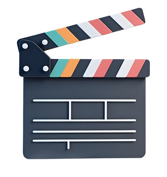 Colorful clapperboard with modern design, perfect for film production, cut out
