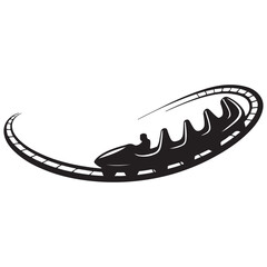 Vector roller coaster ride silhouette park. Rollercoaster icon illustration skyline concept Vector Black silhouettes. with white background