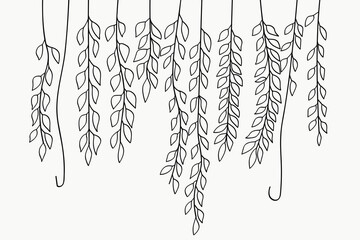 Hanging Plants Line Art Drawing. Vector illustration © Khulqi Design