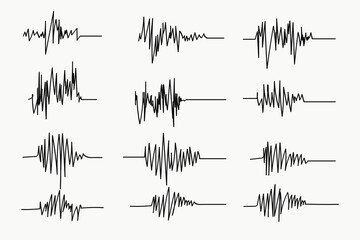 Doodle Scribble Heart Rate Drawing Line Collection. Vector illustration
