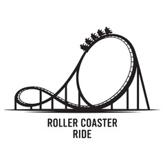 Vector roller coaster ride silhouette park. Rollercoaster icon illustration skyline concept Vector Black silhouettes. with white background © firoz