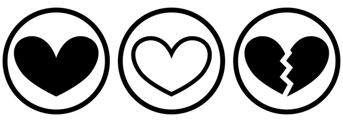 Minimalist Heart and Broken Heart Icons