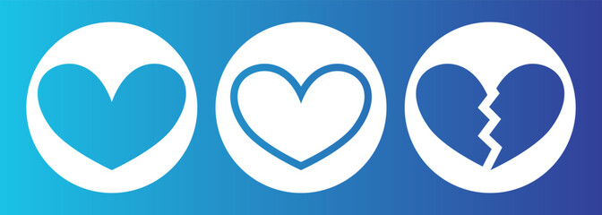 Minimalist Heart and Broken Heart Icons