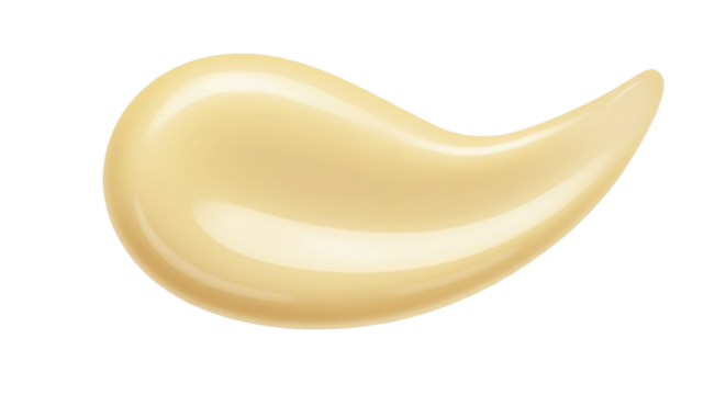 Golden glistening teardropshaped cosmetic swatch on black - Powered by Adobe