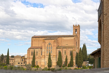Panoramic view of the Basilica di San Domenico, Siena, Italy.