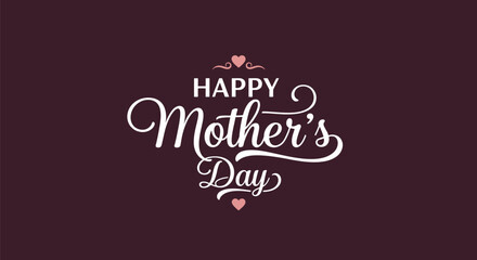 Happy Mothers Day elegant calligraphy design with hearts perfect for greeting cards and celebrations	